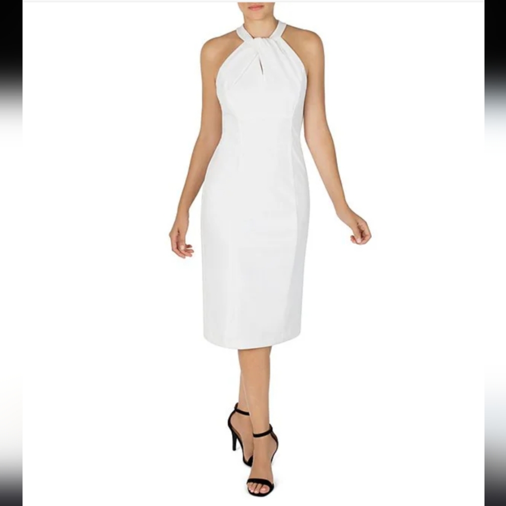 NWT Julia Jordan Twist Halter Neck Sleeveless Stretch Crepe Sheath Dress size 8